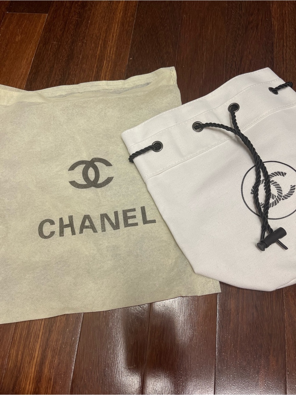Chanel Cream Canvas Drawstring Bucket Bag - Picture 3 of 3
